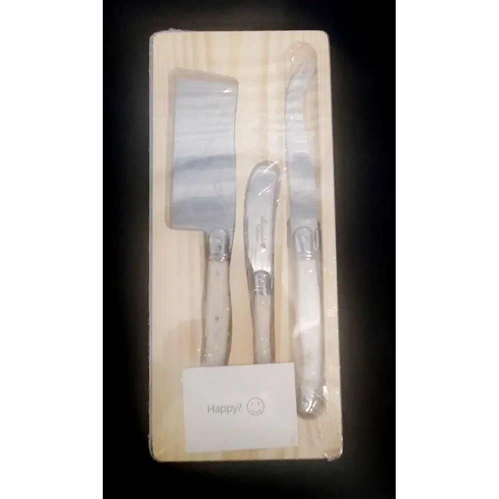 French LAGUIOLE 3pc Cheese‎ & Vegetable Knives & Board Culinary Set